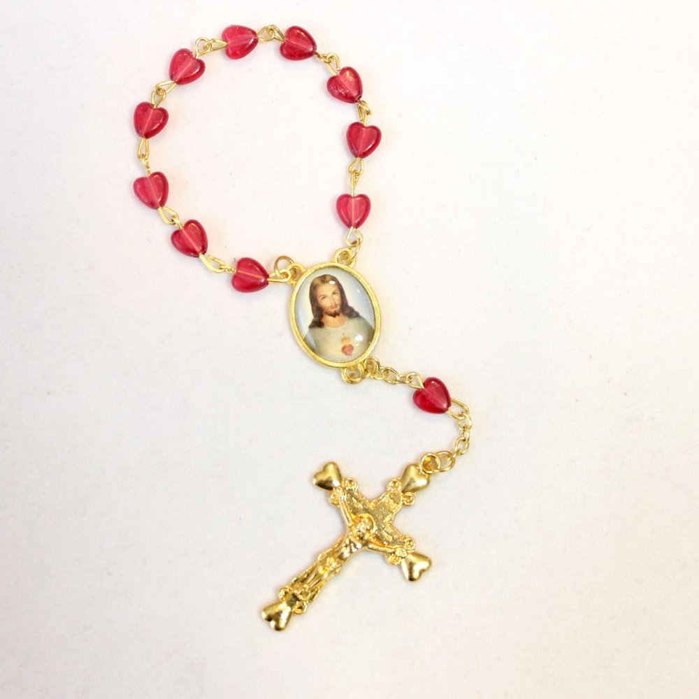 ††  12 Promises Of The Scared Heart Of Jesus Mini Rosary Prayer Bracelet ††